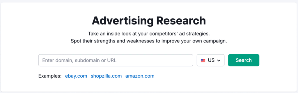 SEMRUSH Advertising Research Tool