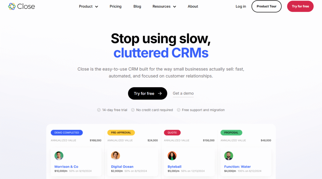 close crm built for small business