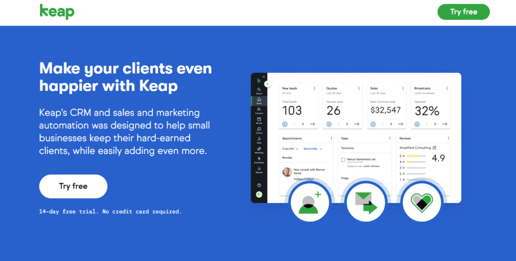 keap is the top crm automation for small business team