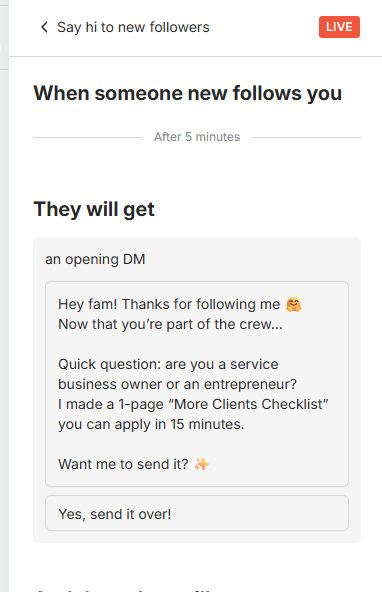 this image show the actual delay time to use before you send a message to new followers on instagram